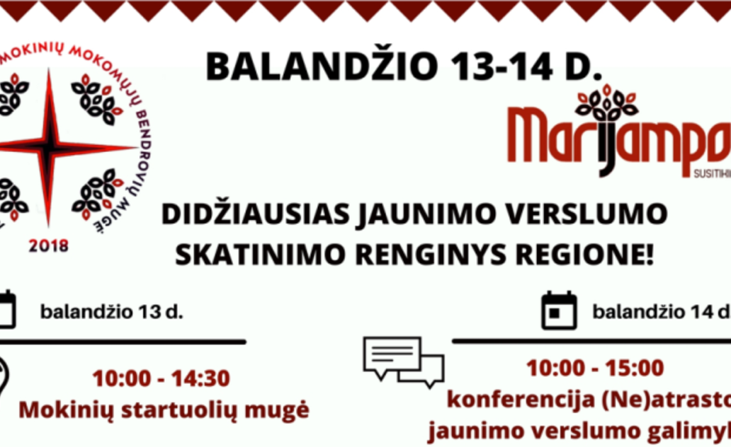 Didžiausias jaunimo verslumo skatinimo renginys regione, balandžio 13-14 d.