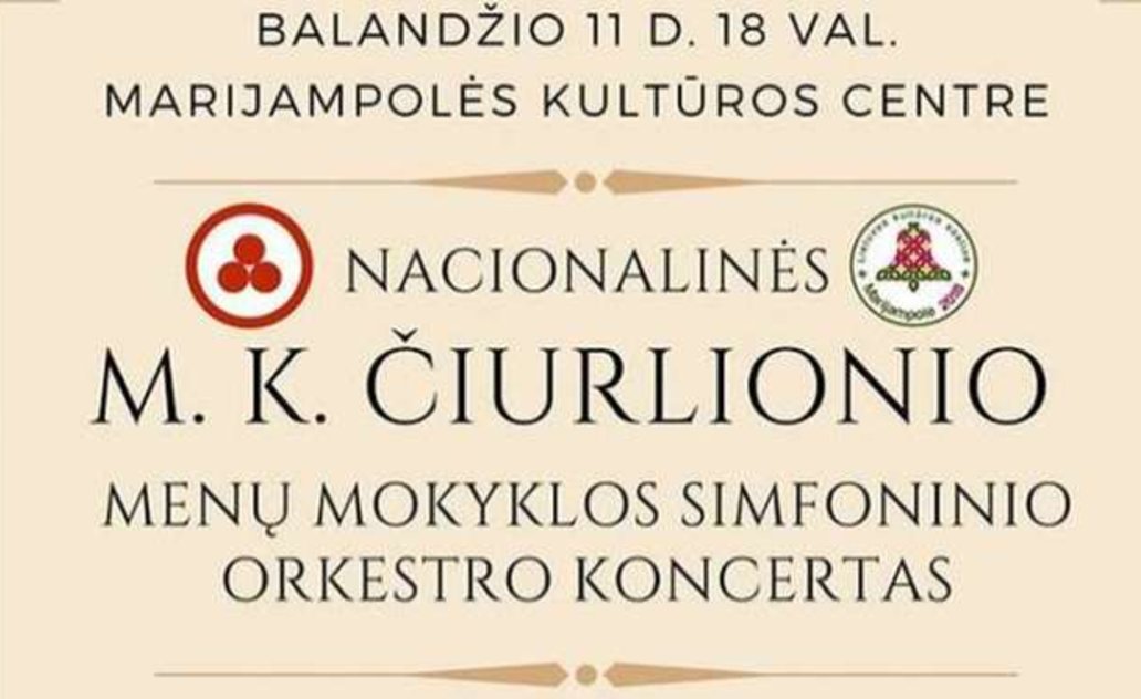 Balandžio 11 d.  nacionalinės M. K. Čiurlionio menų mokyklos simfoninio orkestro koncertas