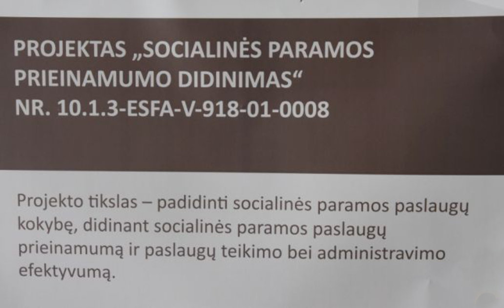 Ministerija įgyvendina projektą „Socialinės paramos prieinamumo didinimas“