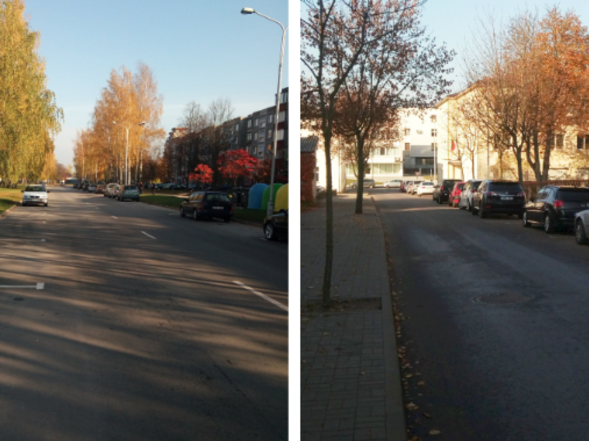 Sužymėtos automobilių stovėjimo vietos J. Ambrazevičiaus-Brazaičio ir Vasario 16-osios gatvėse