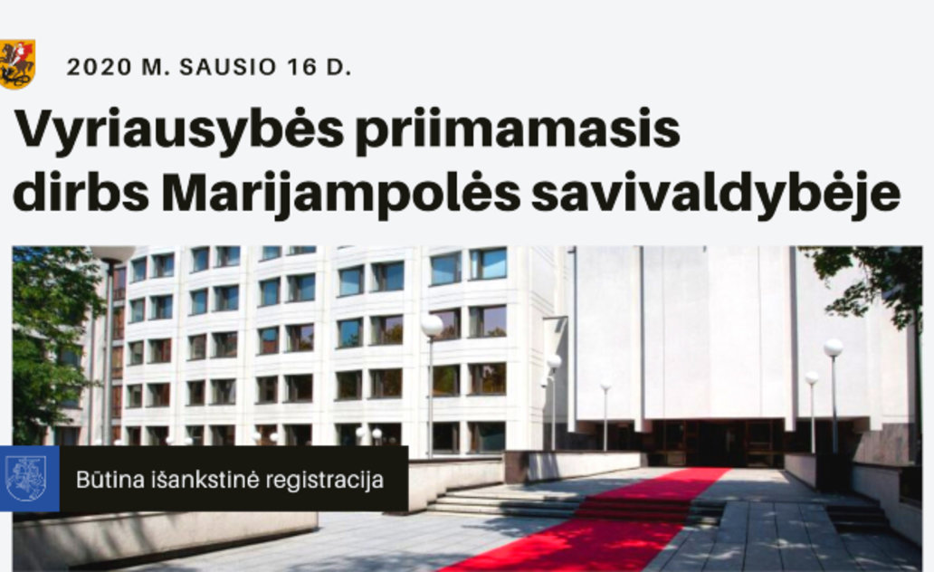 Vyriausybės priimamasis dirbs Marijampolės savivaldybėje 