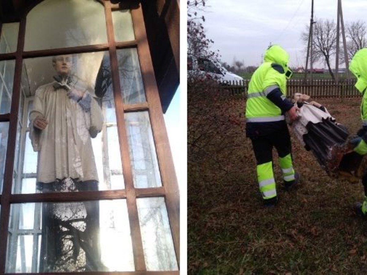 Šv. Aloyzo skulptūra saugoma Marijampolės kraštotyros muziejuje