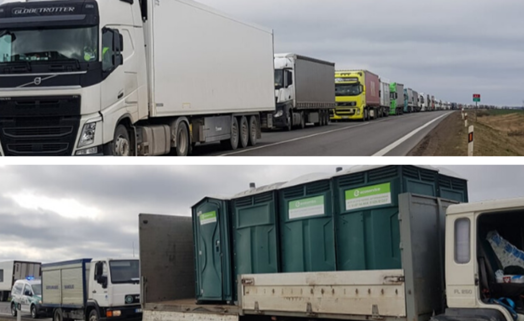 Marijampolė teikia pagalbą milžiniškoje eilėje įstrigusiems vilkikų vairuotojams