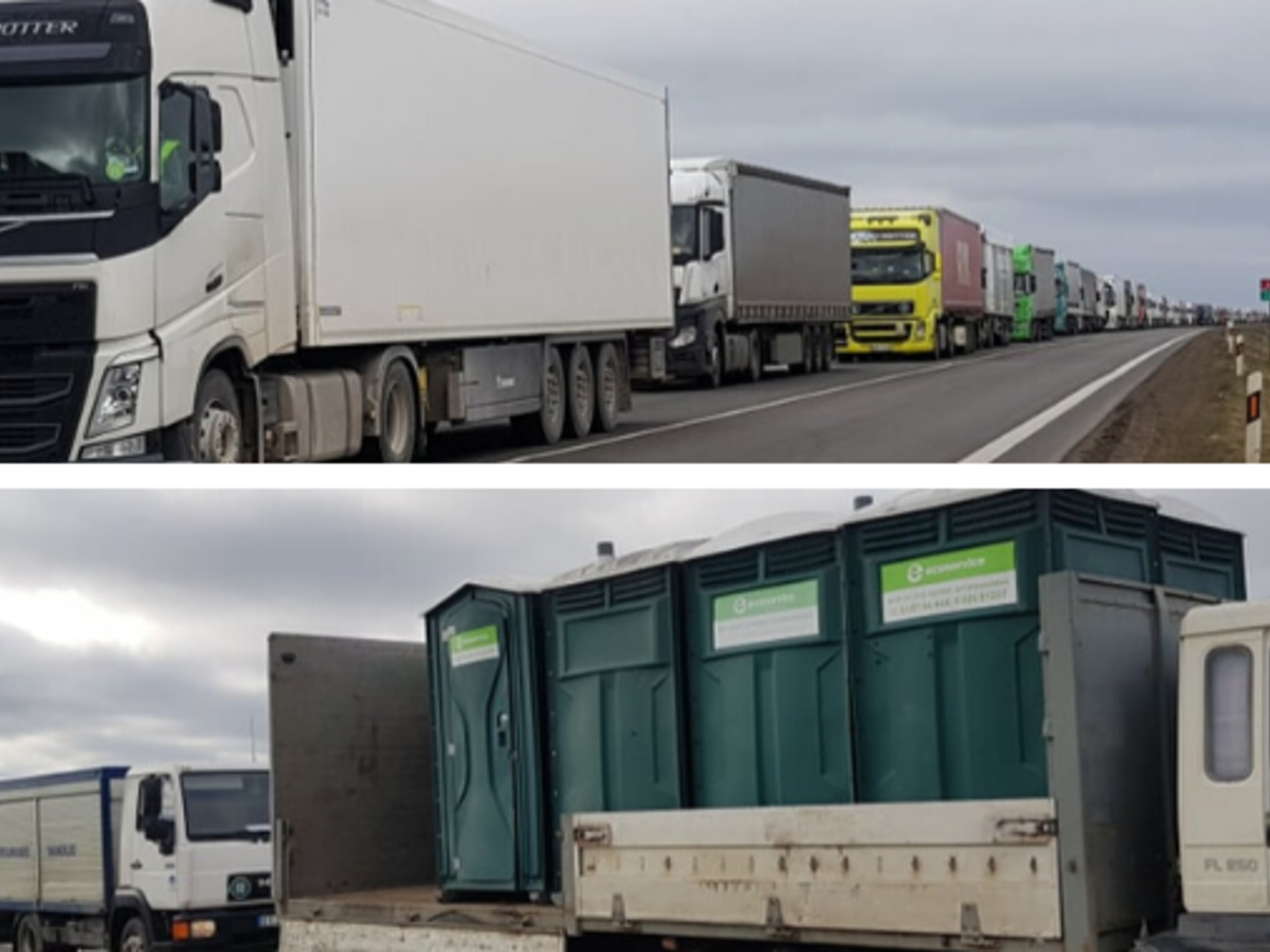 Marijampolė teikia pagalbą milžiniškoje eilėje įstrigusiems vilkikų vairuotojams
