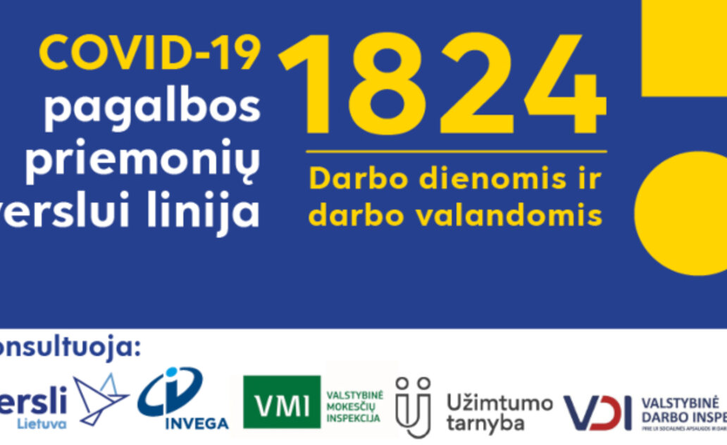  	Pradeda veikti pagalbos priemonių verslui linija – trumpasis numeris 1824