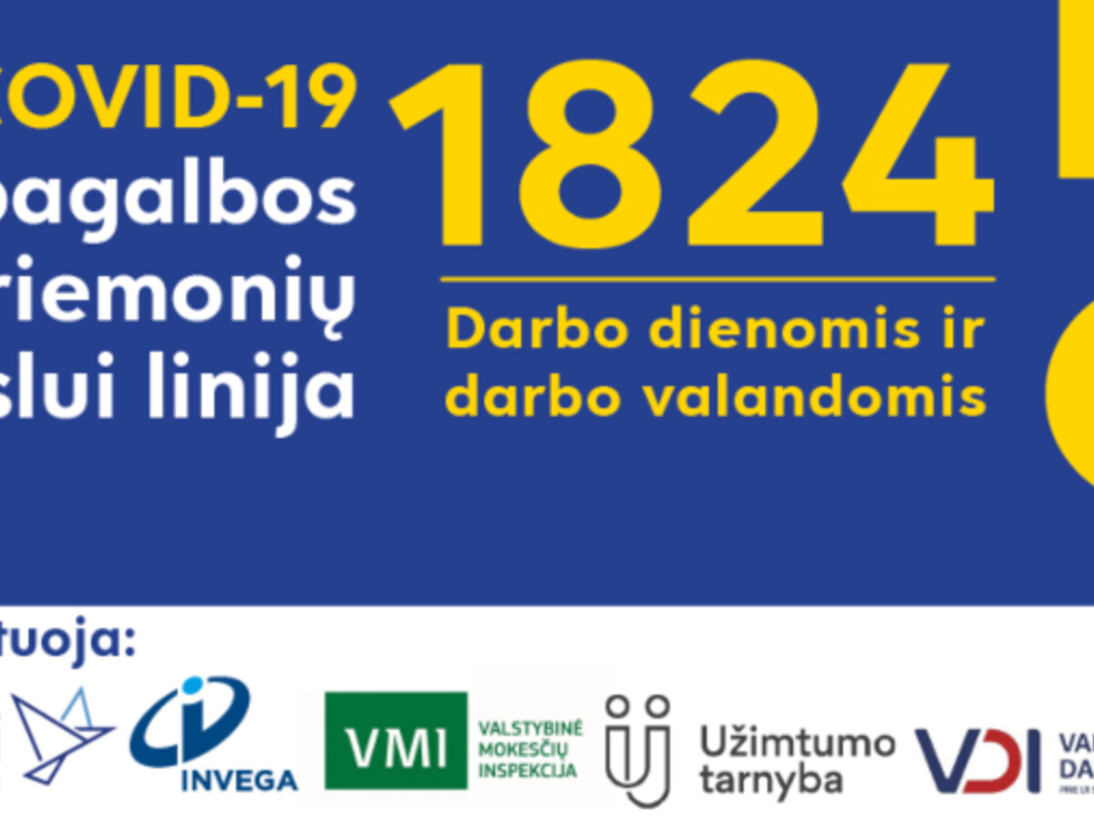  	Pradeda veikti pagalbos priemonių verslui linija – trumpasis numeris 1824