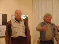 Humoro švenčių Marijampolėje puoselėtojas fotografas R. Linionis ir karikatūristas daugelio parodų dalyvis J. Varnas